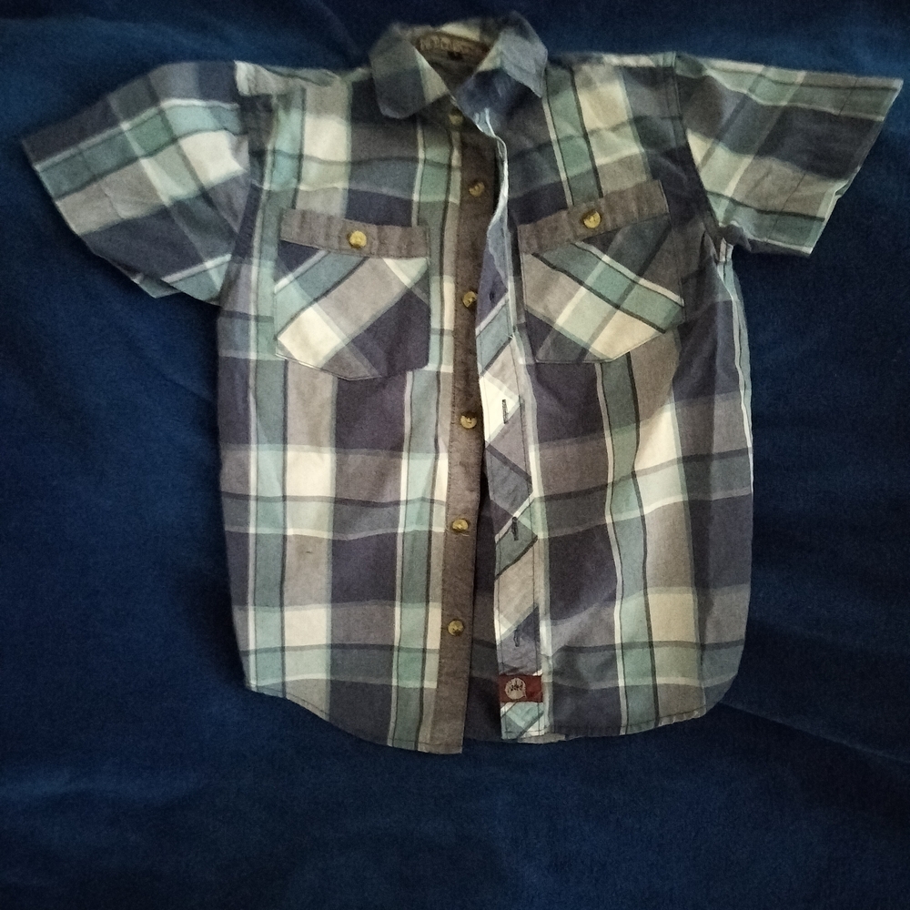 Kids Checkered Button-Down Shirt - Blue and White